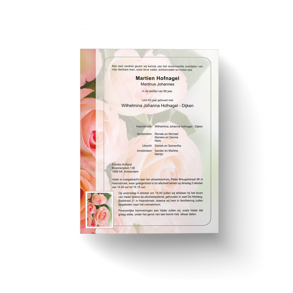 Rouwkaart - Rozen boeket - Afbeelding 1