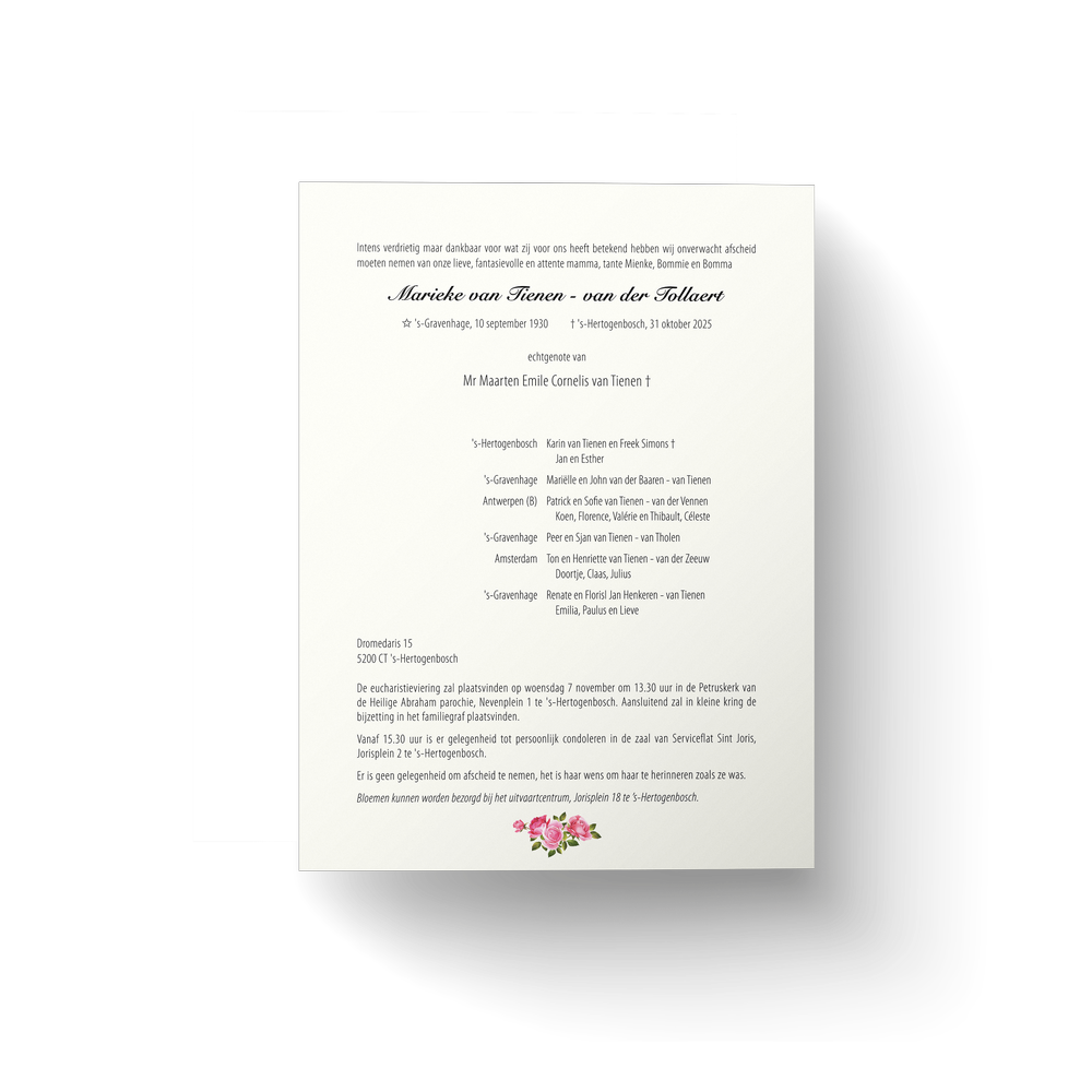 Rouwkaart - Rozen aquarel - Afbeelding 1