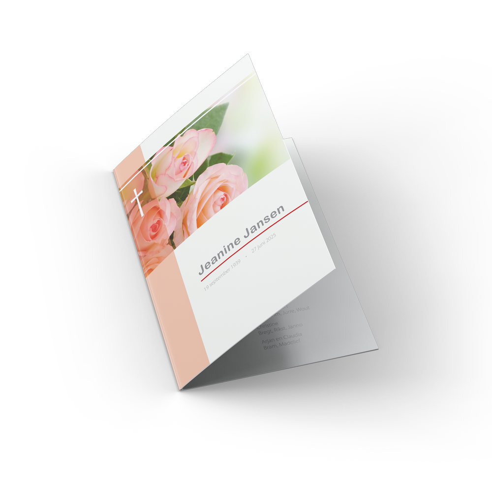Rouwkaart - Roze rozen - Afbeelding 1