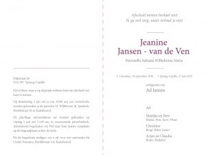 Rouwkaart - Bloemschildering - Afbeelding 3