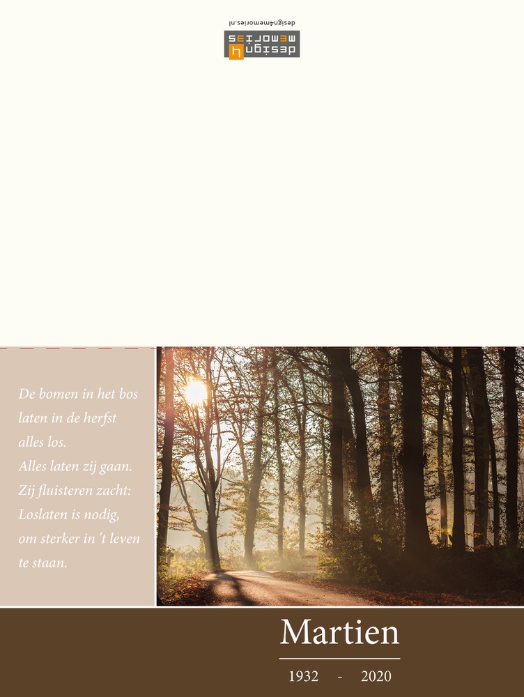 Rouwkaart - Boslaan met gedicht - Afbeelding 2